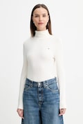 Tričko s dlouhým rukávem Tommy Hilfiger dámské, tmavomodrá barva, s golfem, WW0WW39826