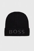 Μάλλινο σκουφί BOSS χρώμα: μαύρο