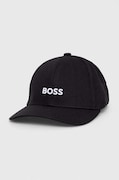 BOSS czapka z daszkiem bawełniana kolor czarny z aplikacją 50495121