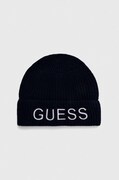 Шапка з домішкою вовни Guess колір синій