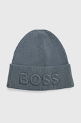 Kapa s dodatkom vune Boss Orange BOSS ORANGE boja: zelena, od debelog pletiva