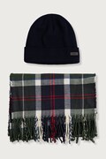 Barbour czapka i szalik męskie Swinton & Galingale niebieskie MGS0079