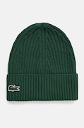 Lacoste caciula de lana culoarea verde, de lana