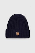 Шапка Fjallraven Byron в тъмносиньо от вълна