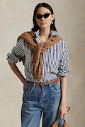 Bavlněná košile Polo Ralph Lauren dámská, zelená barva, relaxed, s klasickým límcem, 211910743