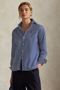 Polo Ralph Lauren koszula bawełniana damska kolor granatowy relaxed z kołnierzykiem klasycznym 211910743