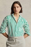 Polo Ralph Lauren koszula bawełniana damska zielona w paski 211910743
