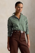 Polo Ralph Lauren koszula damska bawełniana zielona w paski 211910743