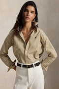 Polo Ralph Lauren сорочка жіноча бавовняна бежева смужки 211910743