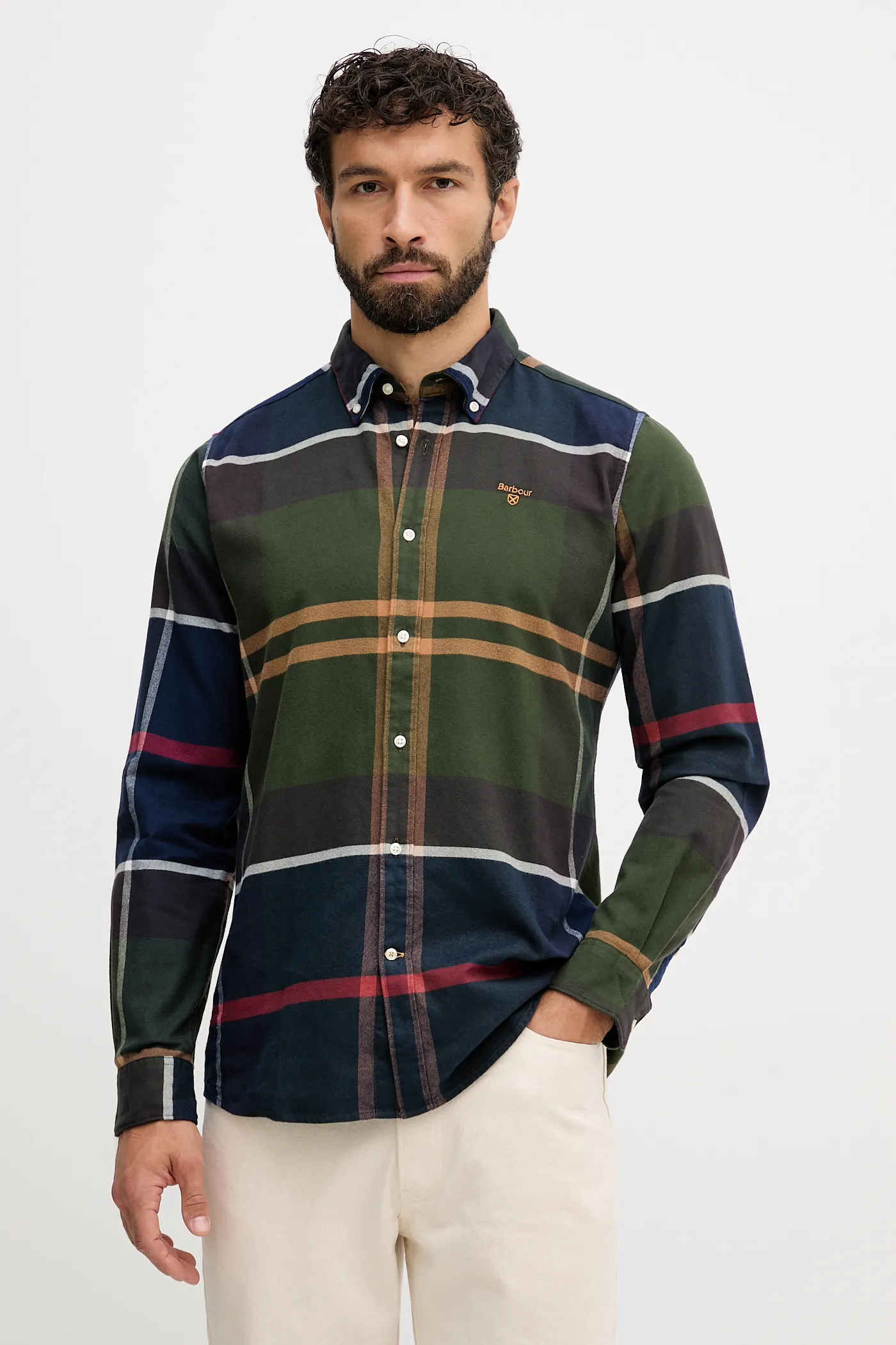 Barbour camicia in cotone uomo colore beige