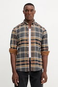 Barbour koszula bawełniana męska kolor beżowy slim z kołnierzykiem button-down