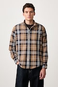 Barbour koszula męska bawełniana EDGAR beżowa w kratkę MSH5355
