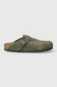Birkenstock papucs velúrból Boston zöld, női