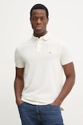 Тениска с яка Tommy Hilfiger в бежово с десен MW0MW17770
