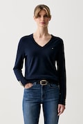 Tommy Hilfiger svetr dámský s bavlnou námořnická modř WW0WW40098