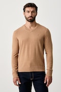 Tommy Hilfiger svetr pánský s příměsí kašmíru béžový MW0MW28047