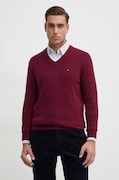 Tommy Hilfiger svetr pánský s příměsí kašmíru burgundský MW0MW28047