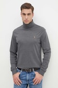 Polo Ralph Lauren sweter bawełniany kolor szary lekki z golferm