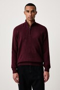 Barbour sweter męski z wełną TISBURY bordowy MKN1187
