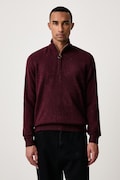 Barbour sweter męski z wełną TISBURY bordowy MKN1187