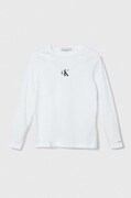 Otroška bombažna majica z dolgimi rokavi Calvin Klein Jeans bela barva