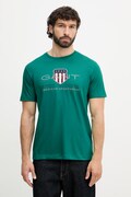 Gant tricou din bumbac culoarea verde, cu imprimeu