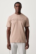 Guess T-shirt męski bawełniany z elastanem ALPHY beżowy Z2YI11 J1314