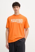 Puma tricou din bumbac PUMA x PLEASURES Typo Tee bărbați, culoarea portocaliu, cu imprimeu, 620878