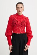 Bardot bluzka LACE GEORGIA damska kolor czerwony gładka 57501TB