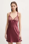 Chantelle koszulka nocna jedwabna kolor bordowy C01EW5