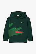 Дитяча кофта Lacoste колір зелений з капюшоном візерунок SJ2561