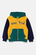 United Colors of Benetton bluza bawełniana dziecięca kolor żółty z kapturem wzorzysta 3J68G5034