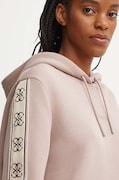 Guess bluza CARLA femei, culoarea maro, cu glugă, cu imprimeu, V4YQ11 KB3P2