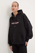 Кофта Guess Jeans колір чорний з капюшоном з аплікацією W4YQ15 KC811
