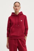 Суичър Guess Jeans в червено с качулка с изчистен дизайн W4YQ04 KC811