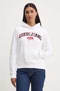 Guess Jeans bluza damska kolor biały z kapturem z aplikacją W4YQ09 KC811