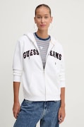 Кофта Guess Jeans жіноча колір білий з капюшоном з аплікацією W4YQ14 KC811