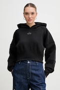 Alpha Industries bluza femei, culoarea negru, cu glugă, cu imprimeu, 148041