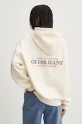 Dukserica Guess Jeans za žene, boja: bež, s kapuljačom, s tiskom, W4BQ21 KC811