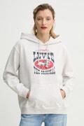 Levi's bluza femei, culoarea gri, cu glugă, cu imprimeu, A8801