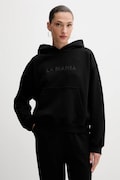 La Mania bluza BROOK damska kolor czarny z kapturem z aplikacją BROOK