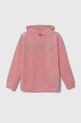 Guess bluza dziecięca kolor różowy z kapturem z aplikacją J4YQ27 KBXI2