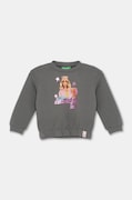 Бебешки памучен суичър United Colors of Benetton в сиво с принт 3J68G10HI