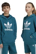 Detská mikina adidas Originals TREFOIL HOODIE zelená farba, s kapucňou, s potlačou, IY7440