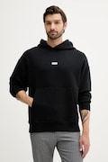 Bombažen pulover Hugo Blue moški, črna barva, s kapuco, 50510724