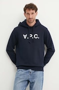 Βαμβακερή μπλούζα A.P.C. hoodie standard grand vpc GOTS χρώμα: ναυτικό μπλε, με κουκούλα, COHBN.M27908