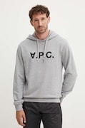 Βαμβακερή μπλούζα A.P.C. hoodie standard grand vpc GOTS χρώμα: γκρι, με κουκούλα, COHBN.M27908