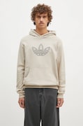 Pamučna dukserica adidas Originals Outline Hoodie za muškarce, boja: bež, s kapuljačom, s tiskom, JJ1505