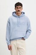 HUGO bluza bawełniana męska kolor niebieski z kapturem z nadrukiem 50529090