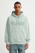 HUGO hanorac de bumbac culoarea negru, cu glugă, cu imprimeu, 50529090